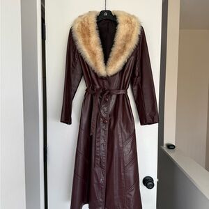 Burgundy Leather Trench Coat